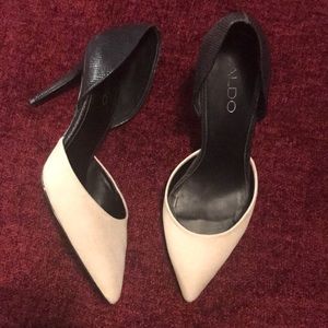 Aldo Black & Cream Suede D’Orsay Pumps Size 8